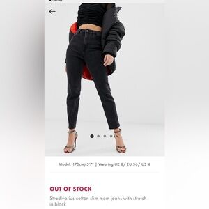 stradivarius Black Slim Mom Jeans